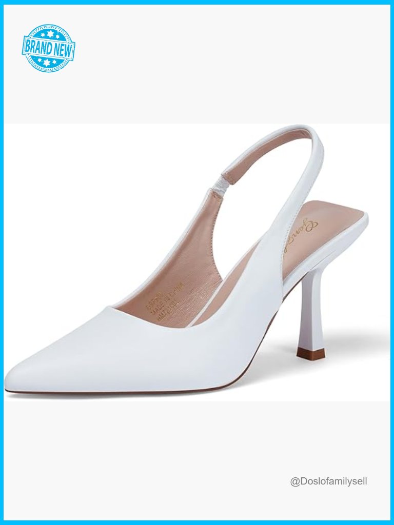 Elegant Slingback Kitten Heel Pumps Pointed Toe Stiletto Slip On Elastic Strap